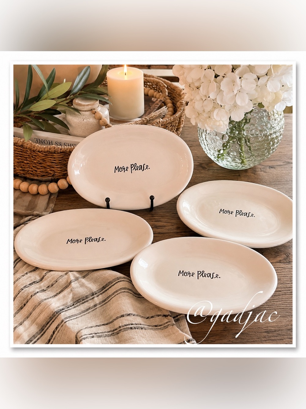 Rae Dunn "More Please" Oval Plates ~ Set of Four